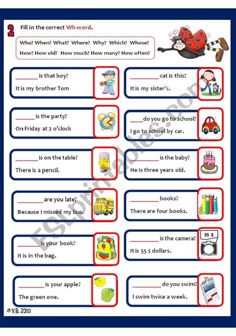 wh questions 2 pages worksheet wh questions