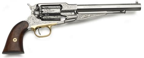 Revolver à Poudre Noire Pietta Remington 1858 Nickelé Gravé Cal44