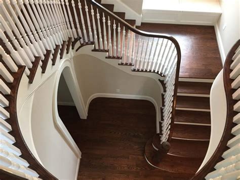 Circular Staircase Red Oak Stair Handrail Pin Top Balusters