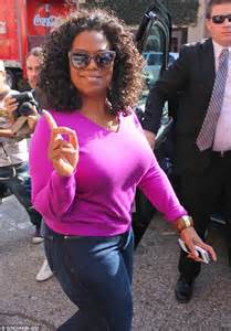 Oprah Winfrey Shows Off New Slimmer Figure In Fuchsia Jumper And Skinny