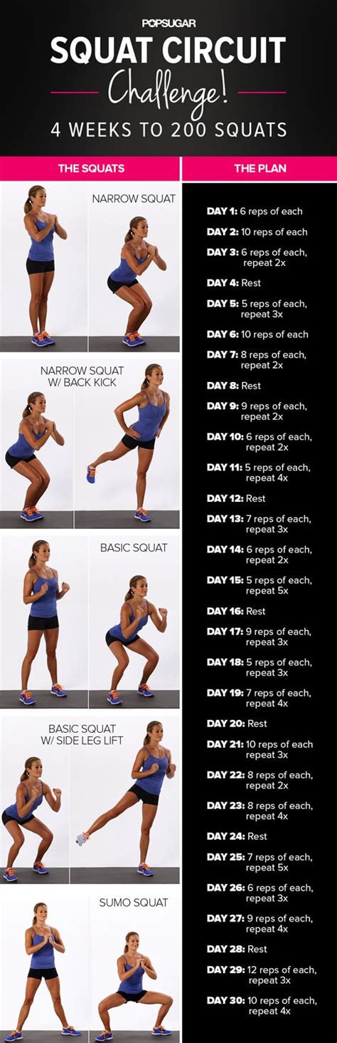 The Squat Challenge Plan Day Squat Challenge Popsugar Fitness Photo