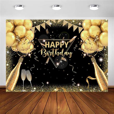Buy Avezano Black Gold Birthday Backdrop For Adult Men Woman Party Decorations Surprise Balloon