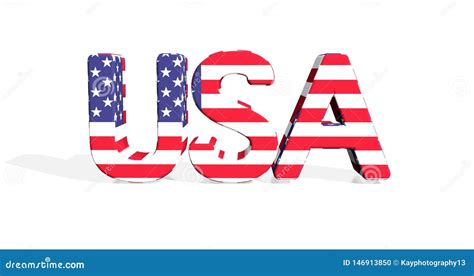 3d Illustration Of The Word Usa Wrapped With The America Flag Against