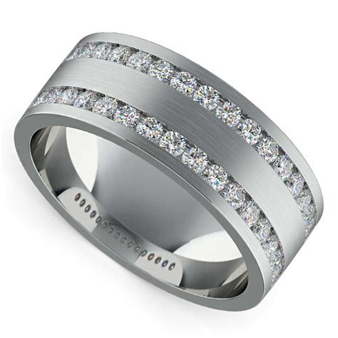 mens white gold wedding ring with diamonds
