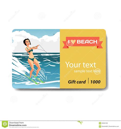 belle fille dans le bikini sur le ski d eau carte cadeaux de remise de vente illustration de
