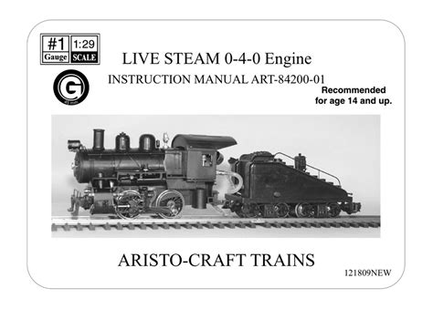 Aristo Craft Trains Live Steam 0 4 0 Engine Instruction Manual Pdf