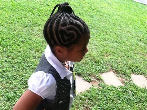 6 Braids To The Back With A Heart - Heart Shaped Braids Black Girl
