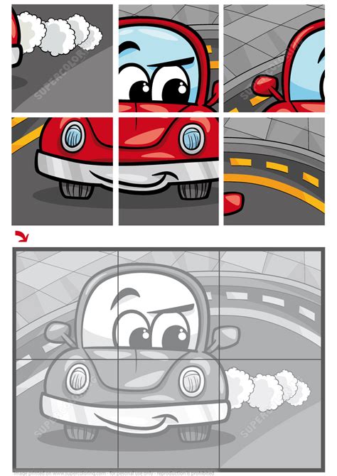 Jigsaw Puzzle With A Cartoon Car Free Printable Puzzle Games Free