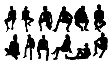 12 People Sitting Silhouette Png Transparent