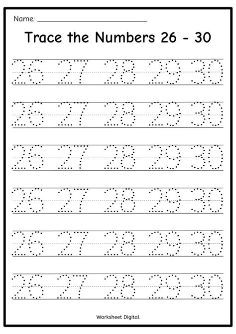 Printable Numbers 1 50 Tracing Worksheets For Preschool Kindergarten