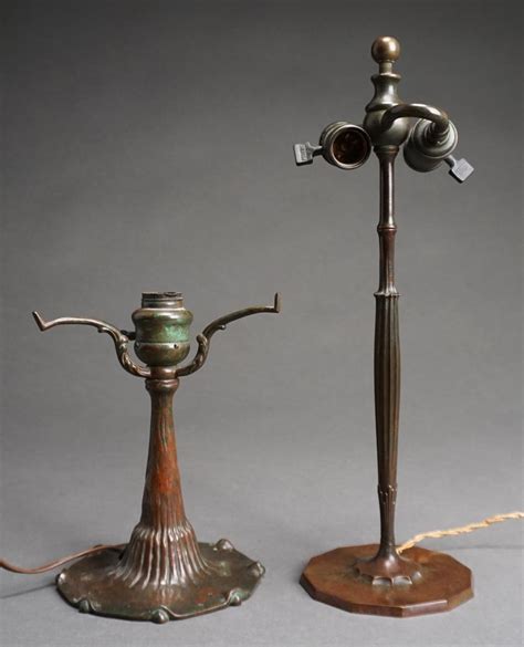 Lot Two Tiffany Studios Patinated Bronze Table Lamp Bases New York