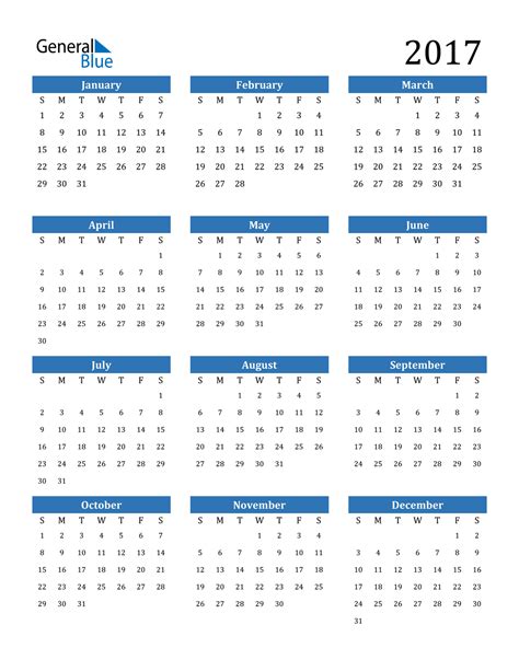2017 Calendar Pdf Word Excel