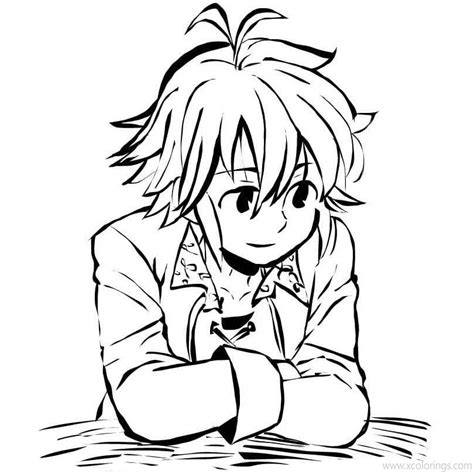 The Seven Deadly Sins Coloring Pages Nanatsu No Taizai Character Meliodas - XColorings.com