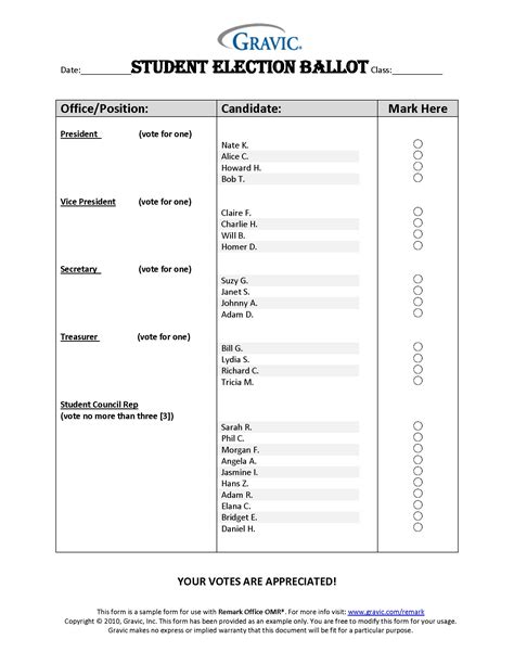 Free Editable Voting Ballot Template Printable Templates