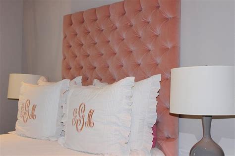 Tall Pink Velvet Tufted Headboard Transitional Bedroom