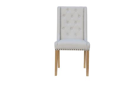 Westcliff Buttoned Dining Chair Natural Oak Legs And Fabric Upholstery