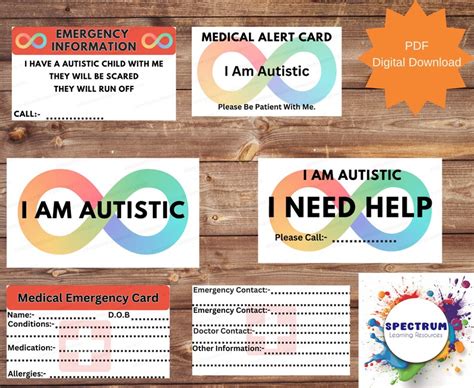 Autism Card Medical Emergency Id Card Autistic Alert Card Etsy Australia