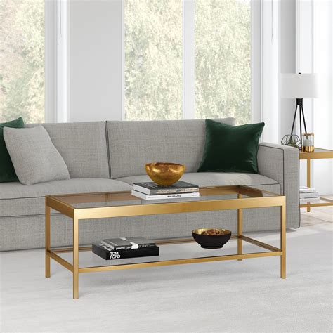 Modern Coffee Table With Open Shelf Rectangular Table For Living Room