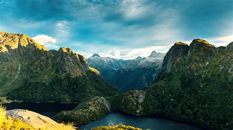 1600x900 New Zealand Fiordland National Park Mountains Lake 1600x900