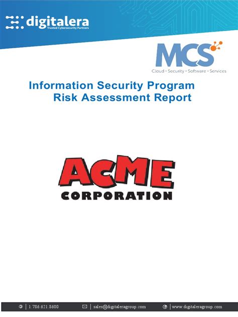 Acme Inc Risk Assessment Sampe Report Pdf Information Security