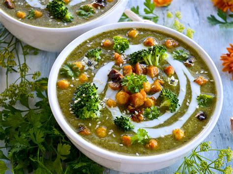 Broccoli Spinach And Chickpea Soup With Cashew Cream Rainbow In My