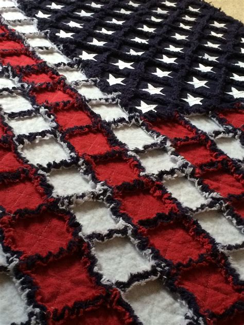 50 Stars Made In The Usa 100 Flannel With Blue Backing Rag Quilt