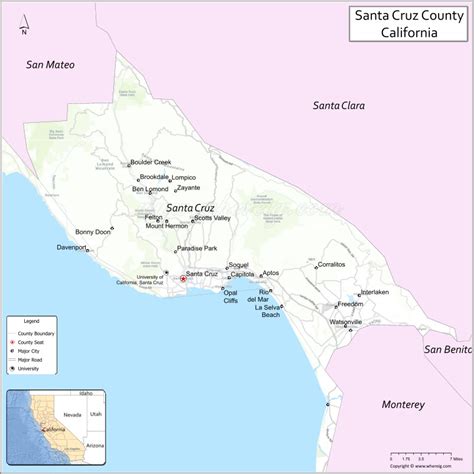 Map Of Santa Cruz County California Showing Cities Highways