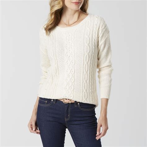 Basic Editions Womens Cable Knit Sweater