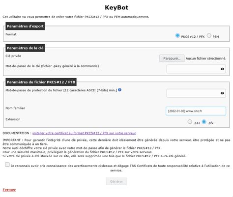 Generer Un Certificat Client Au Format Pfx Avec Keybot