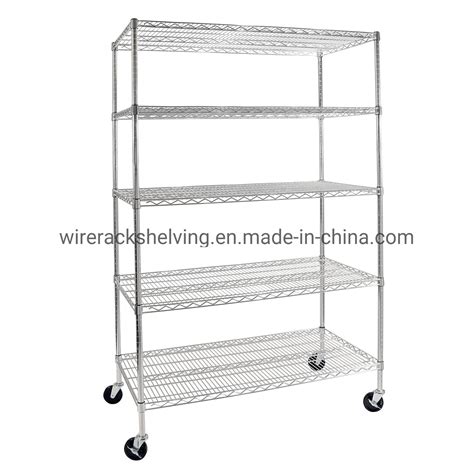 Medical Storage Stainless Steel Mobile Shelving Rolling Wire Storage