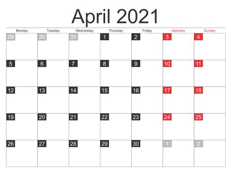 Free Blank April 2021 Calendar Template With Notes