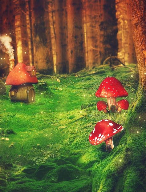 Fantasy Forest Mushrooms Trees Meadow Matryoshka Window Doors