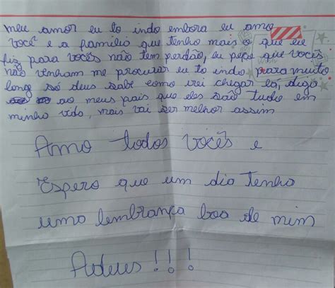 Adolescente Escreve Carta Despedida Para A Fam Lia E Depois Desaparece Gilson De Oliveira
