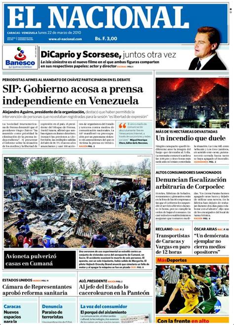 Periódico El Nacional Venezuela Periódicos De Venezuela Edición De