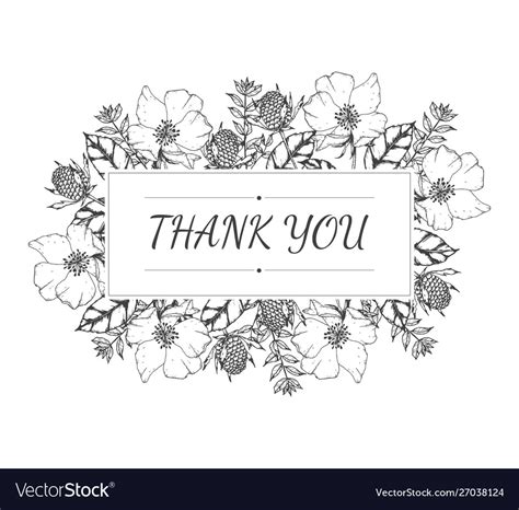 Blank Inside Hand Drawn Thank You Card Flowers Paper Party Supplies