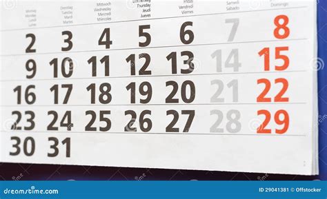 Wall Calendar Month Stock Image Image Of Horizontal 29041381