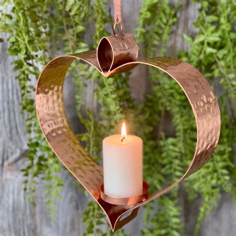 Copper Heart Hanging Candle Holder Ltzaf084 By London Garden Trading
