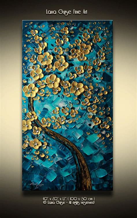 Landscape Blossom Tree Oil Acrylic Painting Modern Textured Palette