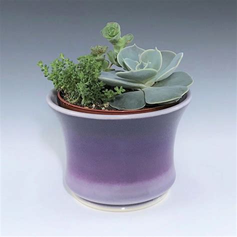 Purple Succulent Planter Purple Ceramic Planter Porcelain Etsy