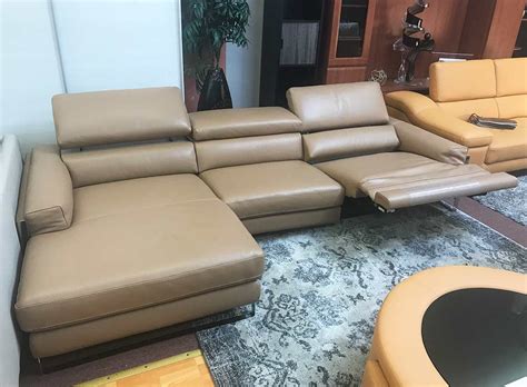 Beige Top Grain Leather Sectional Leather Sectionals