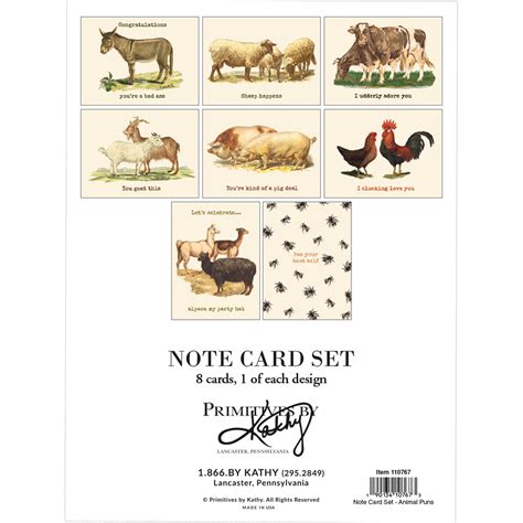 Animal Puns Note Card Set Primitives By Kathy