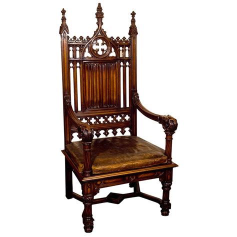 With spires that reach toward the heavens, this incredible, quality mahogany chair is a masterwork reminiscent of gothic. Carved Mahogany Bishop's Chair at 1stdibs
