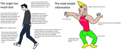 The Virgin Too Much Text Vs The Chad Simple Information Virgin Vs Chad Know Your Meme