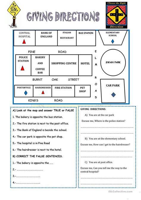 Giving Directions English Esl Worksheets Following Directions Fact