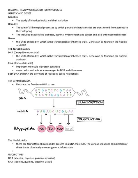 Cytogen Cyto LESSON 1 REVIEW OR RELATED TERMINOLOGIES GENETIC AND