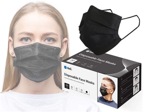 Black Disposable Face Masks 50 Masks Fda Registered Reli