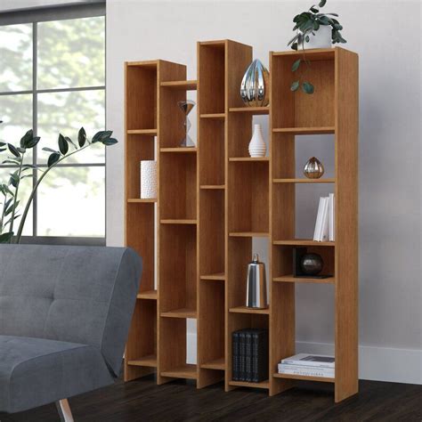 Witherspoon Geometric Bookcase And Reviews Allmodern Bookcase Office