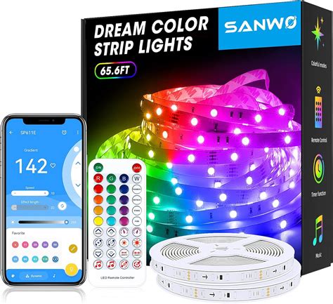Sanwo Rgb Ic Led Strip Light 656ft Dream Color 360 Leds