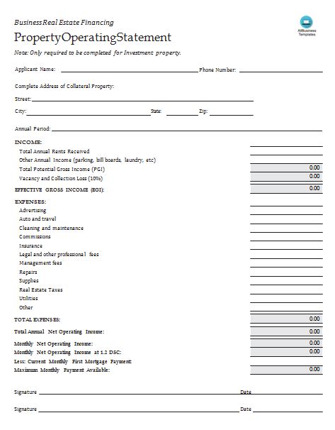 Sample Real Estate Income Statement Templates At