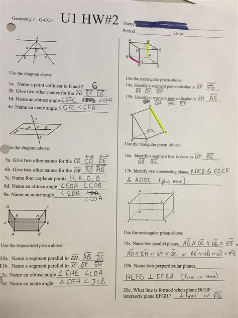 Reflections Worksheet 1 Geometry G Answers Geometry